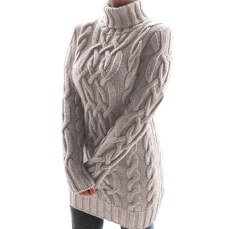 Oversized Kabelgebreide Trui Jurk | Lange Mouwen