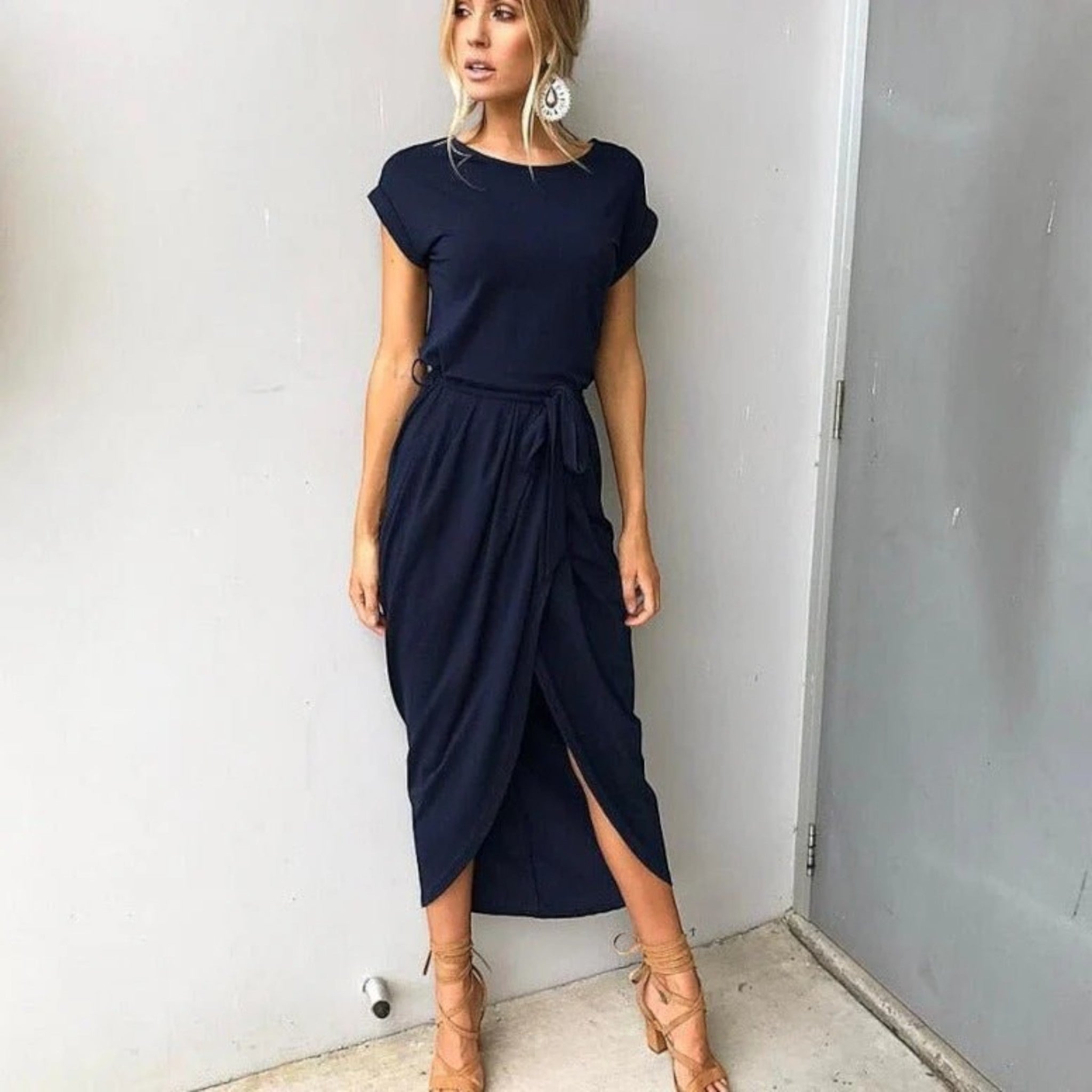 Split Jurk Met Korte Mouwen | Maxi