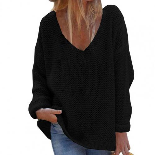Oversized Gebreide Trui Met V-hals | Lange Mouwen