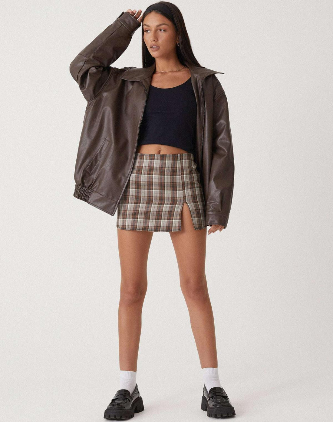 Oversized Losse Leren Jasje Dames