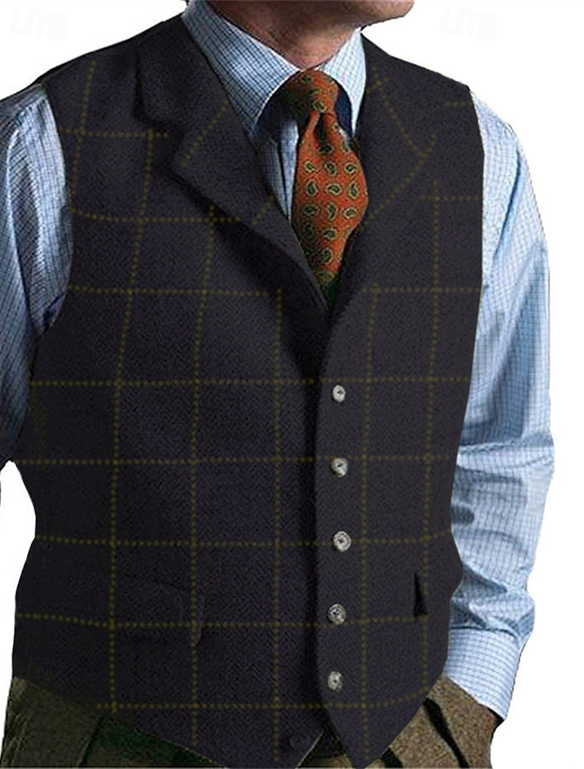 Gilet Geruit Regular Fit Heren