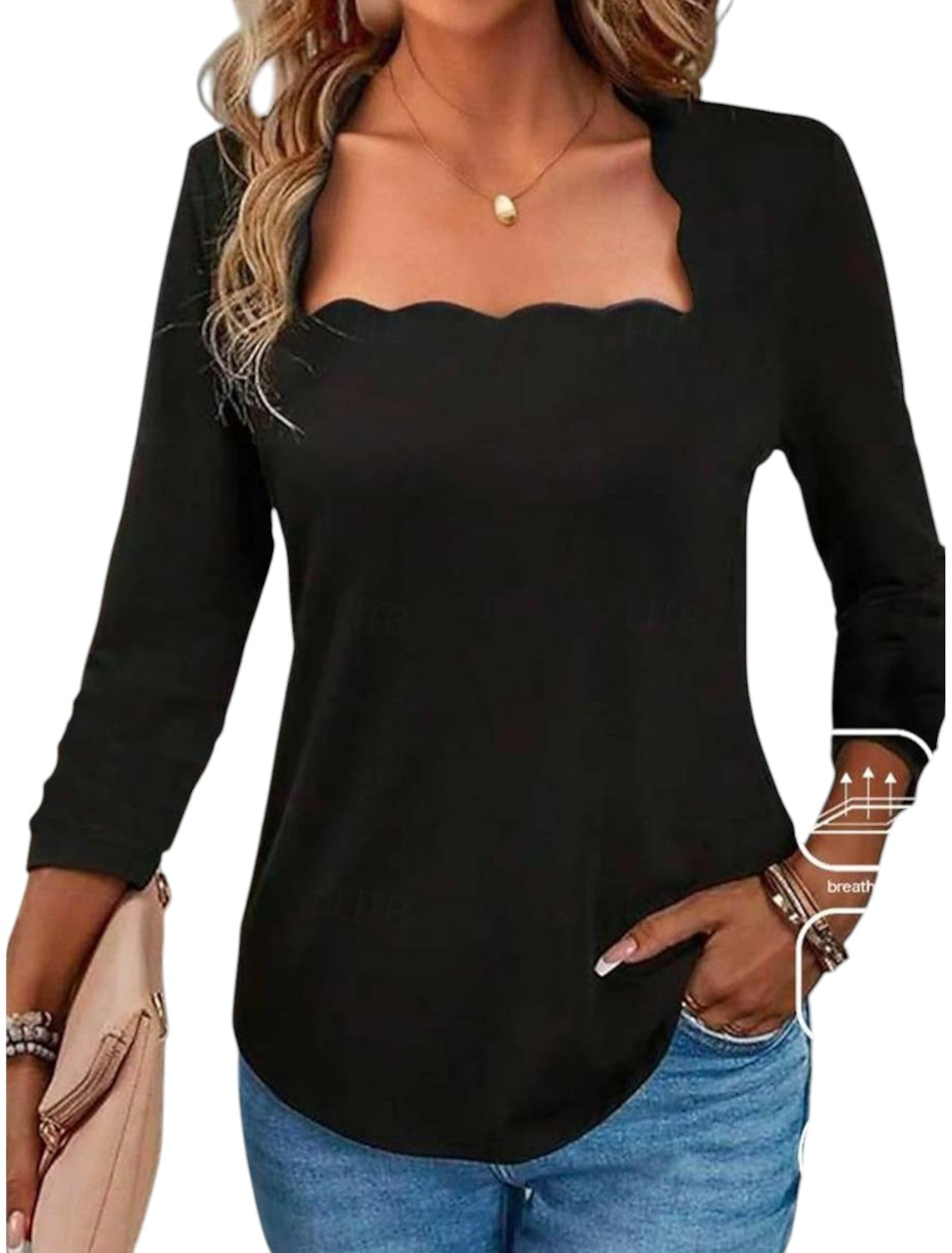 Dames Stijlvol Basic Shirt Zwart