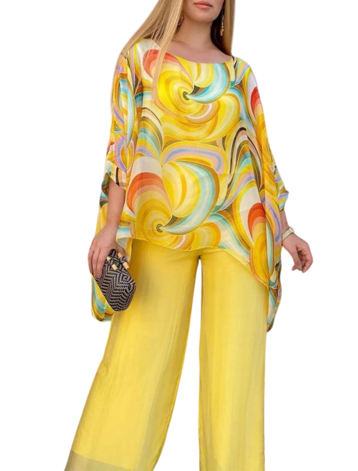Elegante 2-Delige Set Top Met Lange Mouwen en Bijpassende Broek