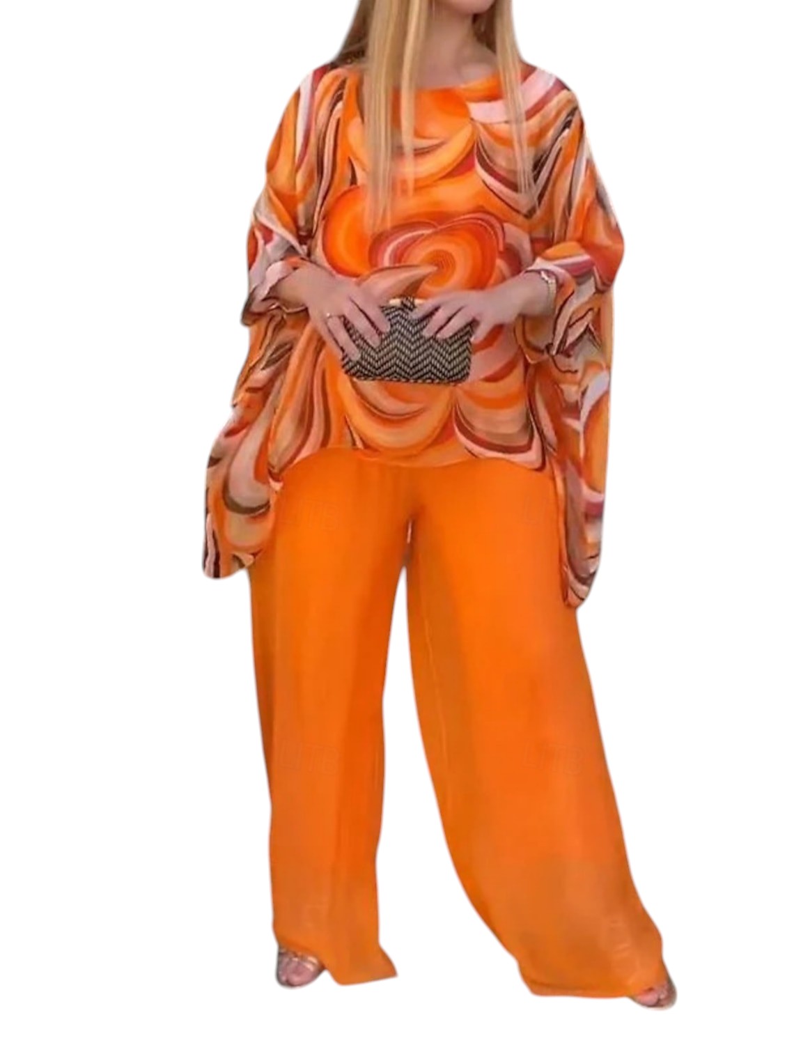 Elegante 2-Delige Set Top Met Lange Mouwen en Bijpassende Broek