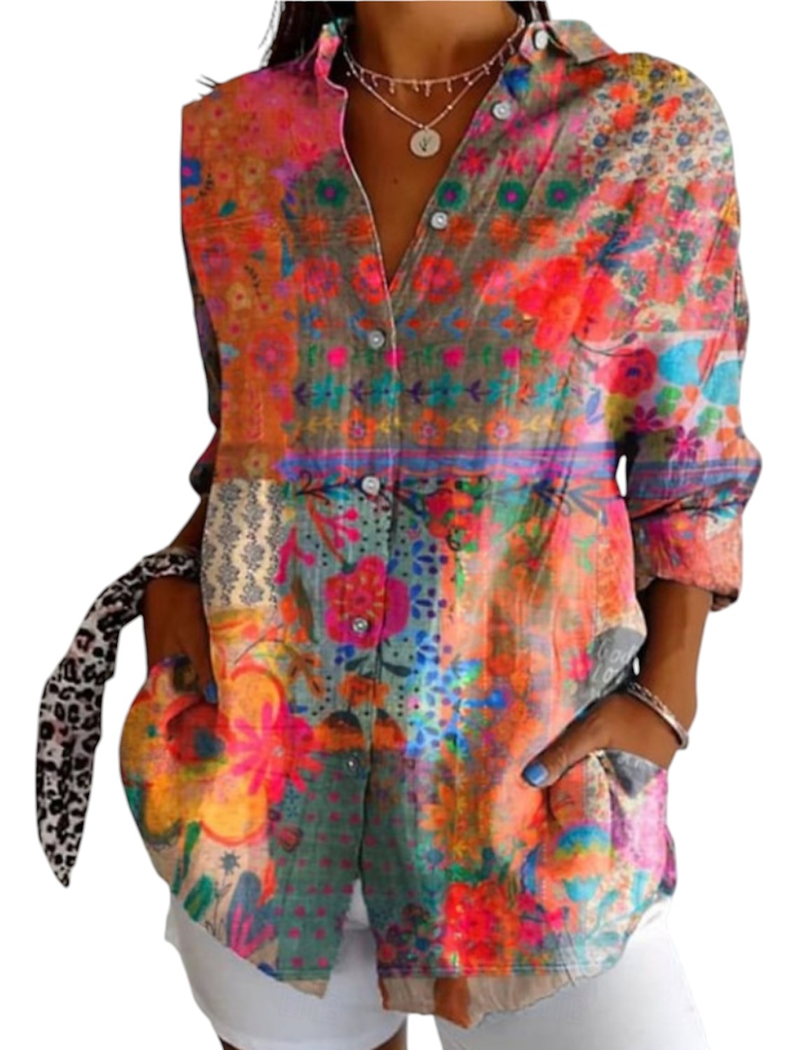 Dames Zomer Blouse Met Lange Mouwen